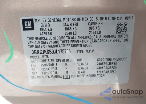 2018 Chevrolet Trax Ls from USA, damaged, VIN 3GNCJKSB9JL175783